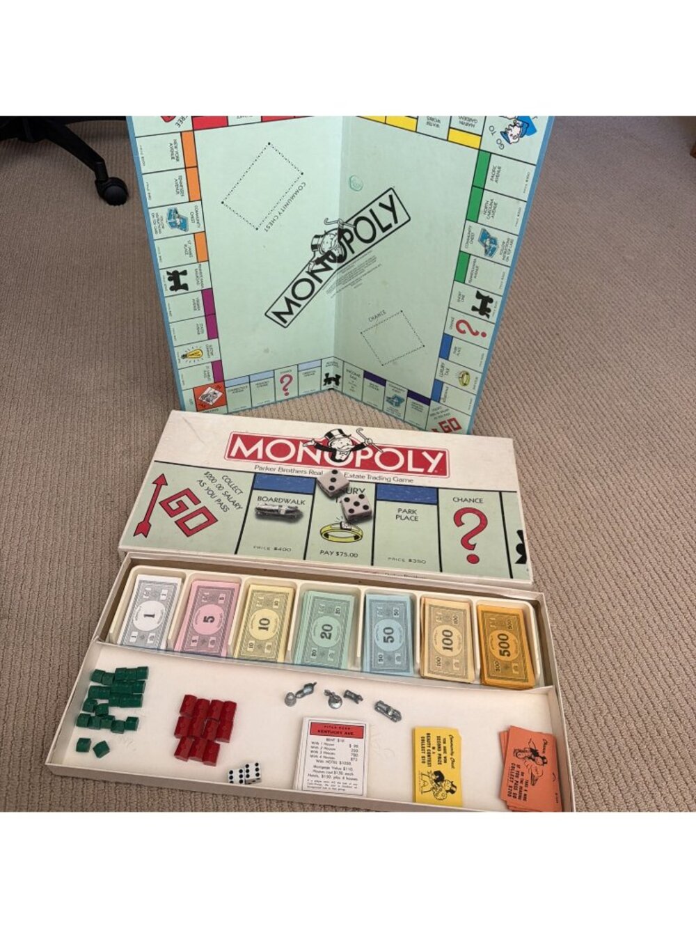 1985 Parker Brothers Monopoly Game for Parts